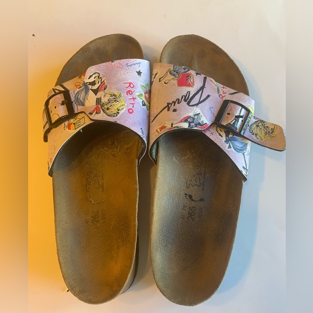 BIRKI’S Birkenstock Catalina Retro Paris Flapper Slide Sandals Purple, size 41